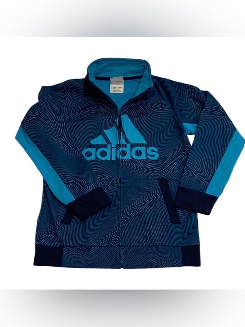 Adidas Kids Blue Wave Hoodie Pull Over - Size 7